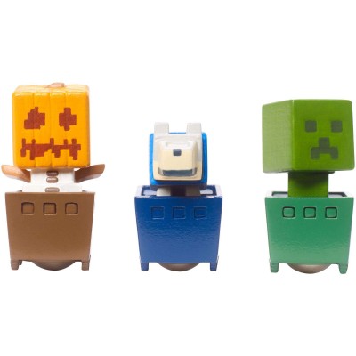 Minecraft Minecart Mini-Figure Pumpkin, Wolf, And Creeper 3-Pack   564910350